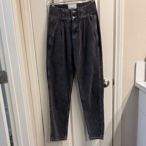One Teaspoon Charcoal Denim high waisted, pleat front Jeans